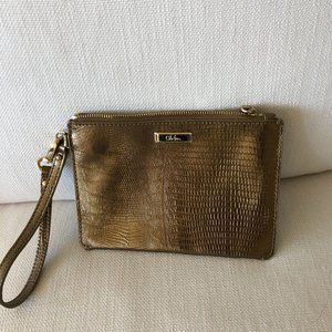 Cole Haan gold leather wristlet